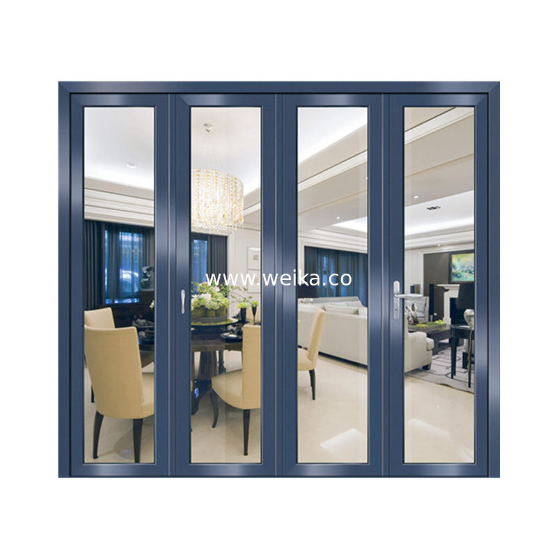 Porte en verre pliable en PVC en UPVC 3 panneaux Porte en verre pliable en PVC revêtement par électrophorèse
