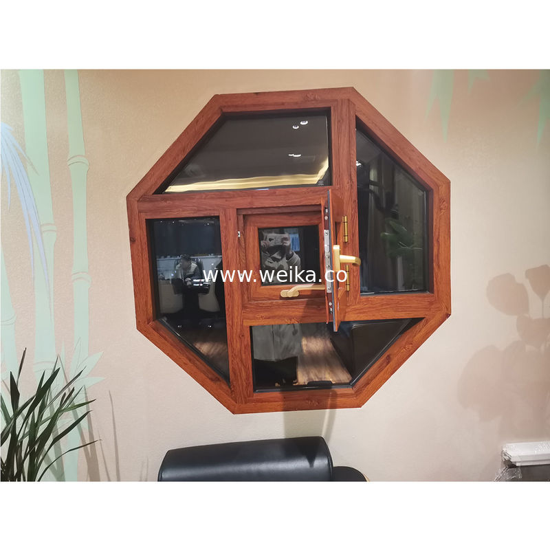 Meilleur design vitre fixe octogonale en alliage d'aluminium à grains de bois