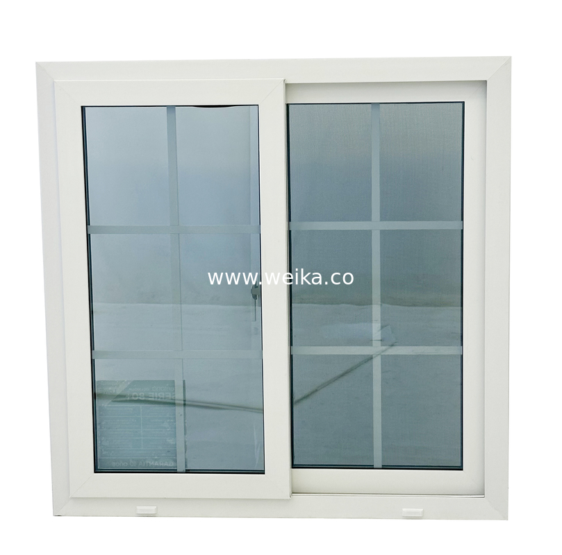 14 ans d'expérience dans la production Elegante fenêtre à double coulissante en UPVC de 80 mm avec conception de canal de drainage