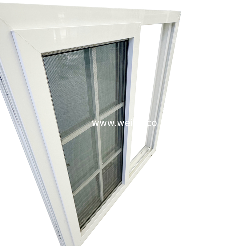Fenêtres coulissantes en PVC-U conventionnelles de sécurité Ultra-lisses, fenêtres coulissantes doubles en PVC-U de 80 mm avec moustiquaire en fibre de verre