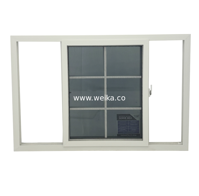 Fenêtres coulissantes en PVC-U conventionnelles de sécurité Ultra-lisses, fenêtres coulissantes doubles en PVC-U de 80 mm avec moustiquaire en fibre de verre