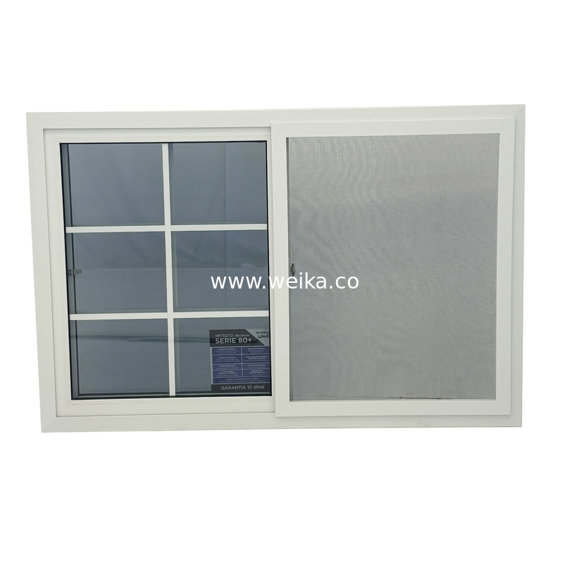 14 ans d'expérience dans la production Elegante fenêtre à double coulissante en UPVC de 80 mm avec conception de canal de drainage