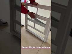 Série WEIKA 64 NFRC Vinyle UPVC fenêtre suspendue simple avec grilles et ailerons